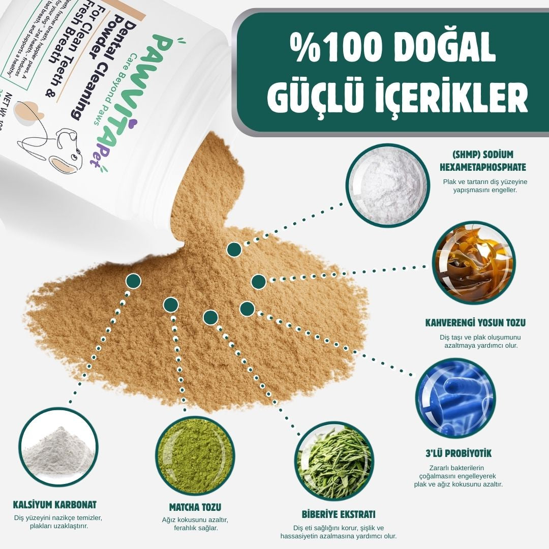 PawVitaPet Köpek Diş Temizleme Tozu – %100 Doğal
