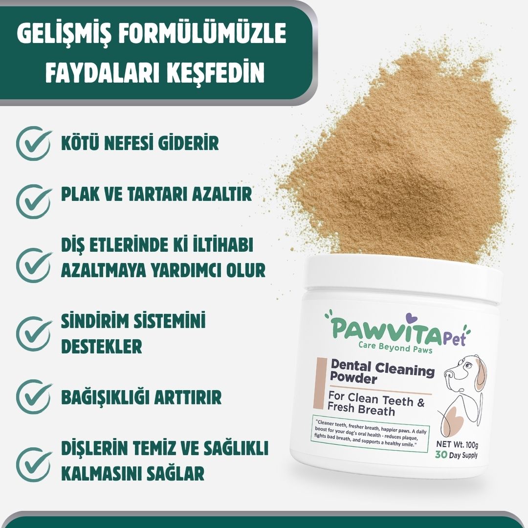 PawVitaPet Köpek Diş Temizleme Tozu – %100 Doğal